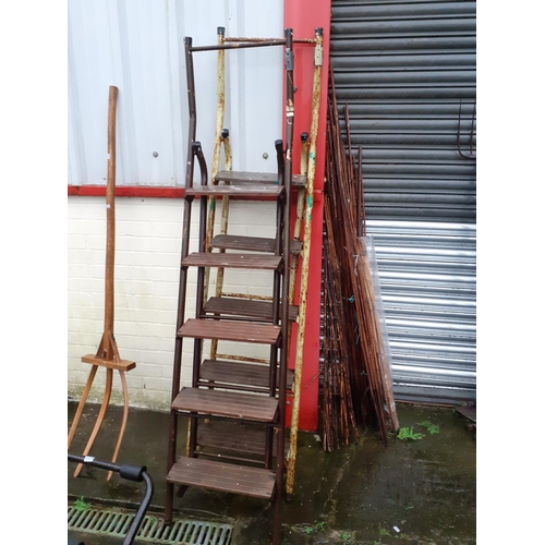 646 - Two Metal Framed Ladders Step Ladders with Wooden Steps.