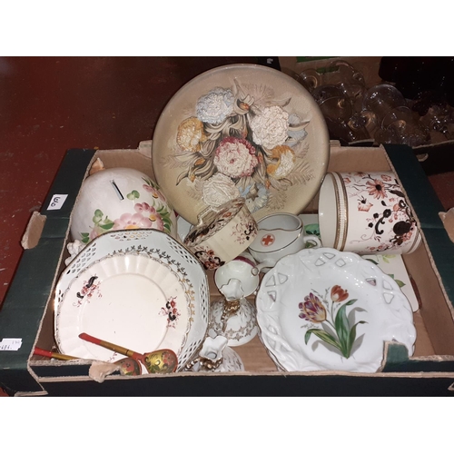 66 - Box of China to Include Plates, Cup & Saucer, Pig Money Bank etc.