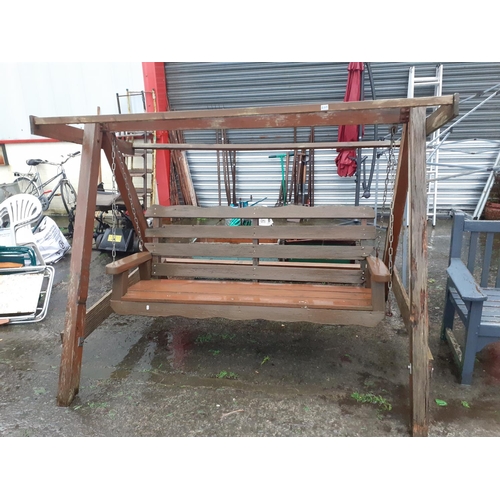 660 - Large Wooden Triple Swing Seat.