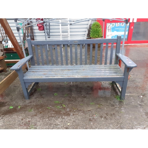 661 - Long Wooden Triple Seat Garden Bench.