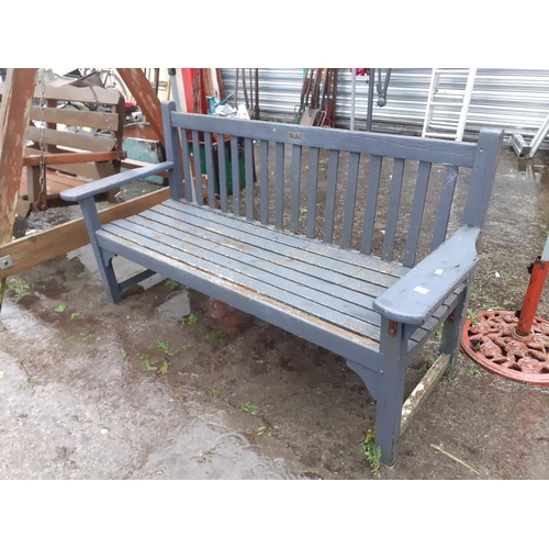 661 - Long Wooden Triple Seat Garden Bench.