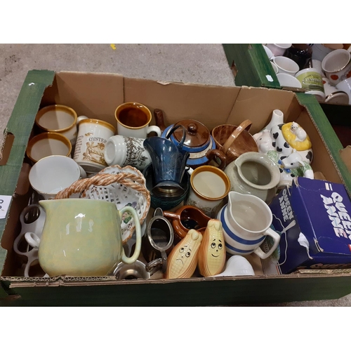 92 - Box of China, Pottery & Plate Ware Including Teapots, Jugs & Mugs etc.