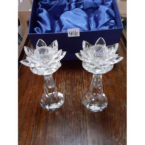 416 - Pair of Boxed Cut Glass Flower Vases.