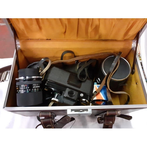 239 - Solid Vintage Camera Case with Selection of Cameras Including Nikon & Tmron along with Lenses by Viv... 