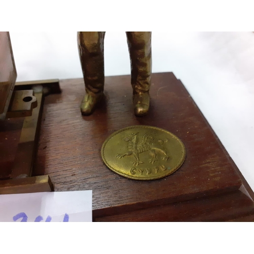 241 - Brass Miner & Cart Scene on Plinth.