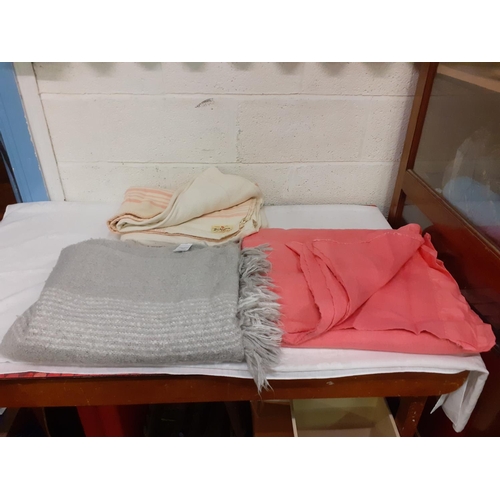 29 - Two Woollen Blankets & Grey Wool Laura Ashley Throw/Shawl.