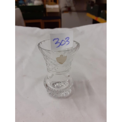 303 - Small Vintage Waterford Crystal Glass Vase - approx 2.5