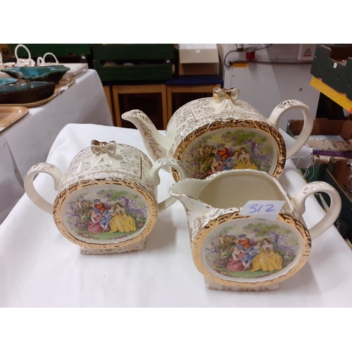 312 - Three Piece Vintage Sadler Tea Service.