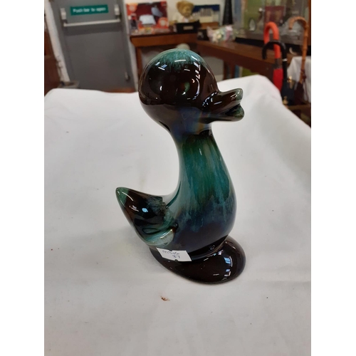 351 - Blue Mountain Pottery Green Drip Glaze Duck Height c.14cm (c.5.5”).