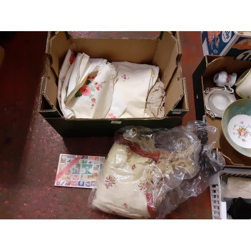 36 - Box of Table Linen, Crochet Pieces, Hand Towels etc.