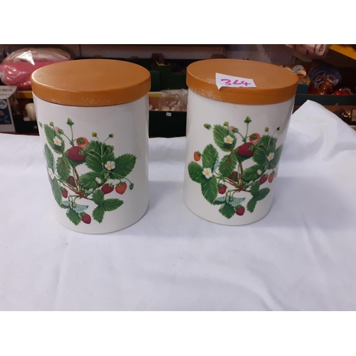 364 - Pair of Portmeirion Summer Strawberries Storage Jars Height c.13.5cm (c.5.25”).