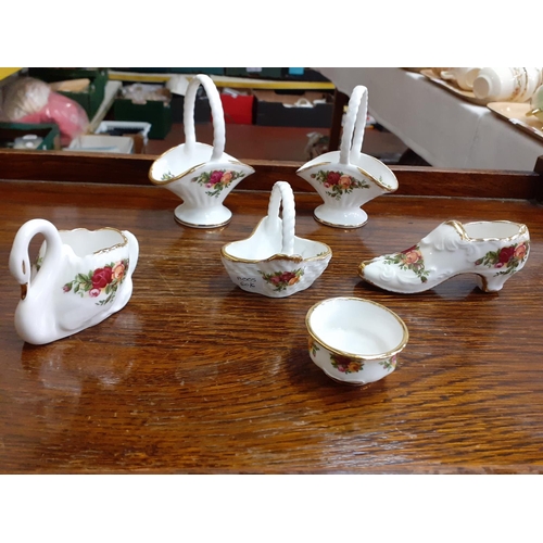 381 - Royal Albert Old Country Roses Swan, Shoe, Pair of Baskets, Bowl & Basket.