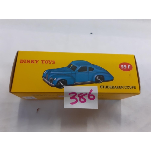 386 - Boxed Atlas Dinky Toys Studebaker Coupé 39F.