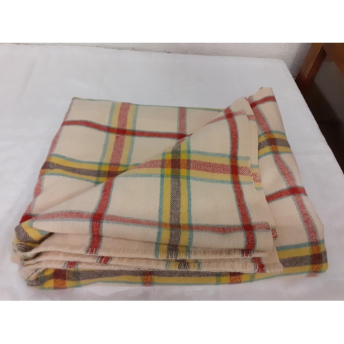 40 - Cream, Yellow & Red Checked Welsh Blanket.