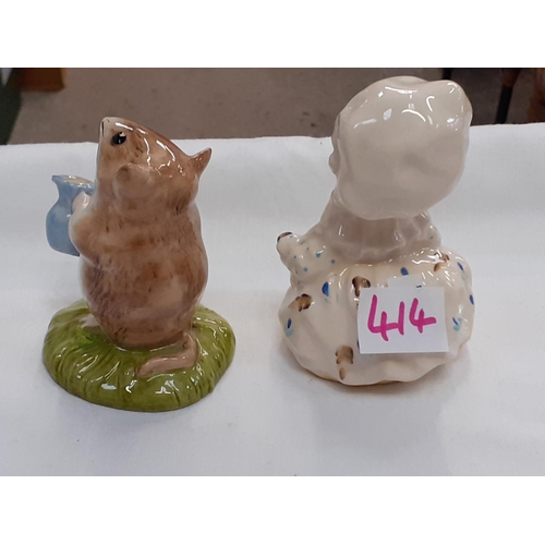 414 - Beswick Beatrix Potter Lady Mouse & Timmy Willie Fetching Milk Figures.