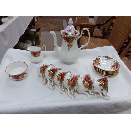 418 - Royal Albert Old Country Roses 15 Piece Coffee Set.