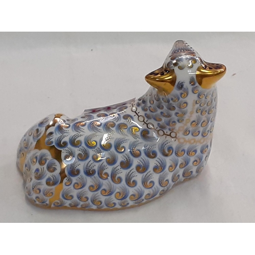 442 - Royal Crown Derby Ram Paperweight with Gold Stopper.