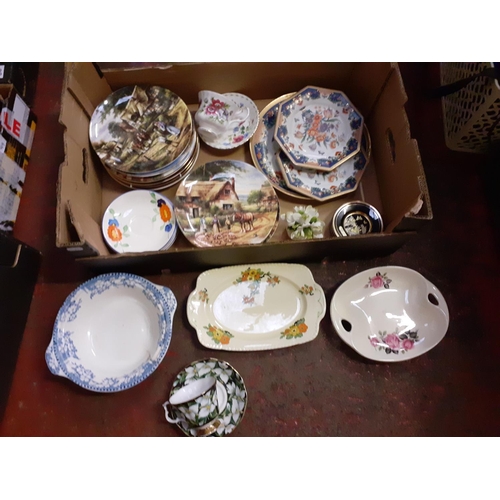 47 - Box of China & Collectable Plates Including Royal Albert, Wedgwood, Oriental & Chokin etc.