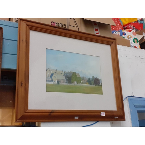 480 - Framed & Glazed Oil on Board Painting, possibly Christ College Brecon, Signed Peter D Powell.