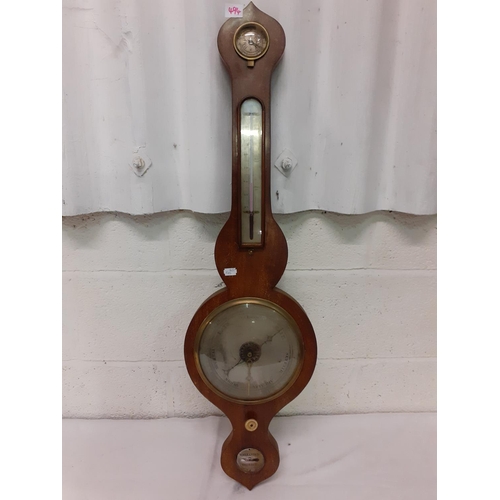 494 - Mahogany Banjo Barometer.