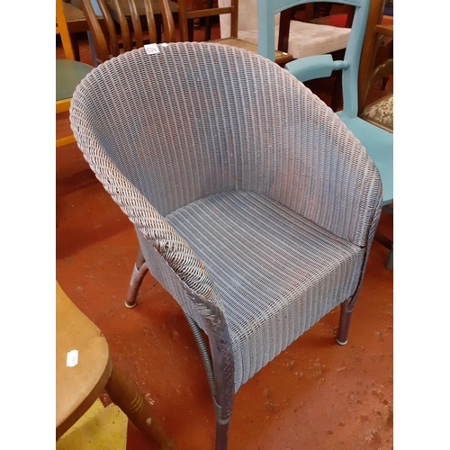 524 - Blue Lloyd Loom Style Bedroom Chair.