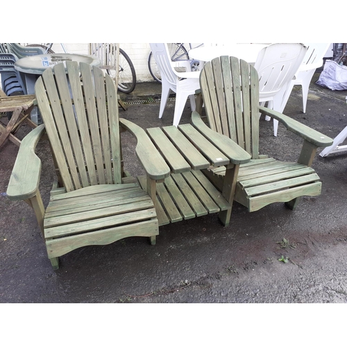 664 - His & Hers Wooden Garden Seat.