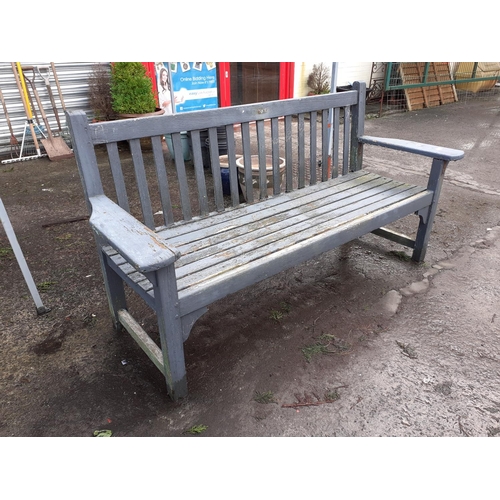 670 - Long Wooden Triple Seat Garden Bench.