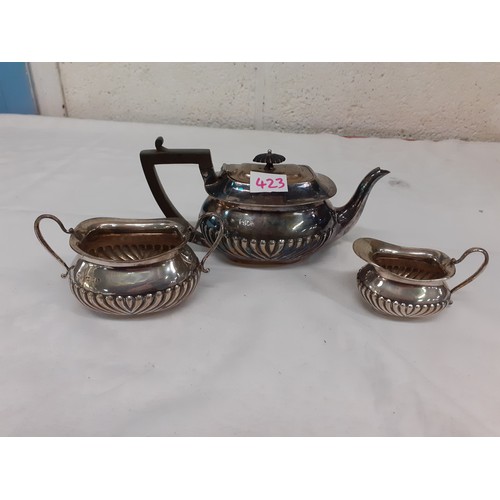 423 - Three Piece Silver Hallmarked Tea Service - has a combined weight of approx 460g.