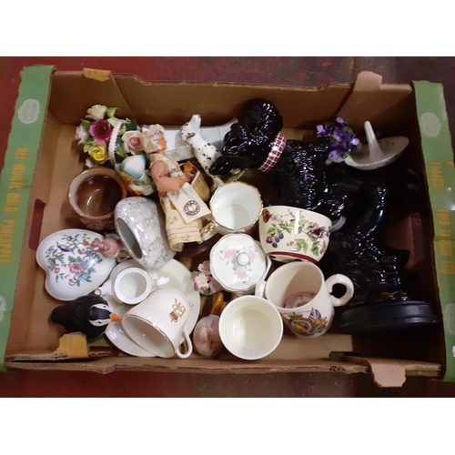 123 - Box of China to Include Commemorative Ware, Adderley, Aynsley etc.