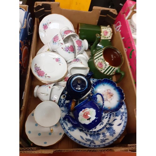 131 - Box of China to Include Part Tea Set, Blue & White Plates etc.