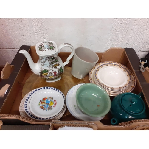 133 - Box of China to Include Palissy Fruit Bowl Set, Myott Coffee Pot etc.