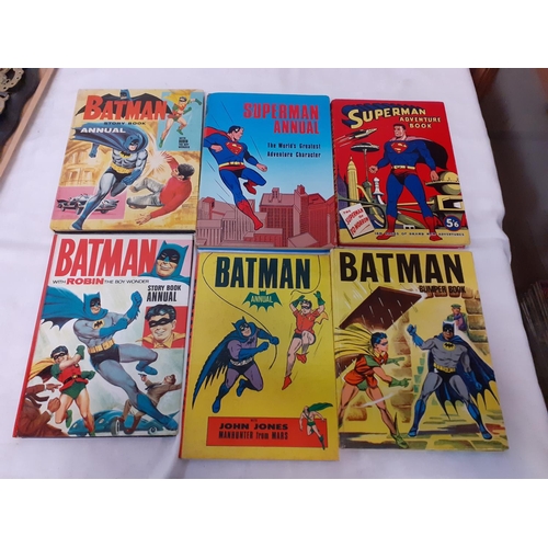 180 - Six Batman & Superman 1950's - 70's Annuals.