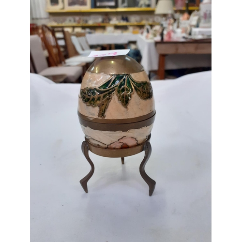 229 - Cloisonné Brass Egg on Stand.