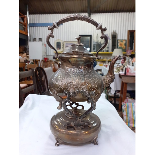 241 - Silver Plated Kettle on Burner Stand.