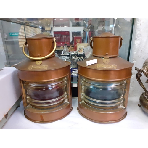 242 - Pair of Port & Starboard Copper Ship Lanterns.