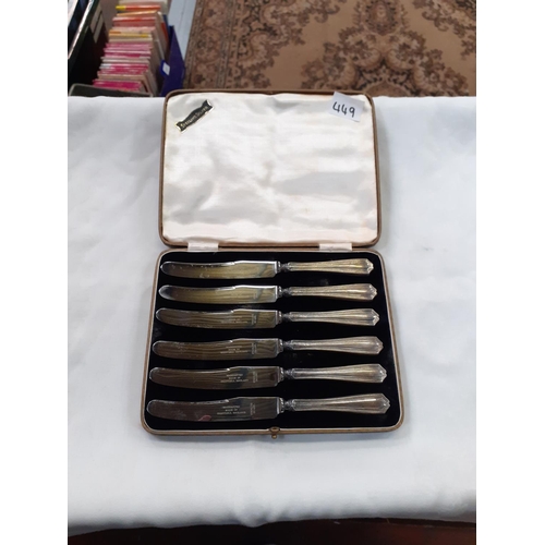 449 - Boxed Set of Silver Hallmarked Butter Knives.