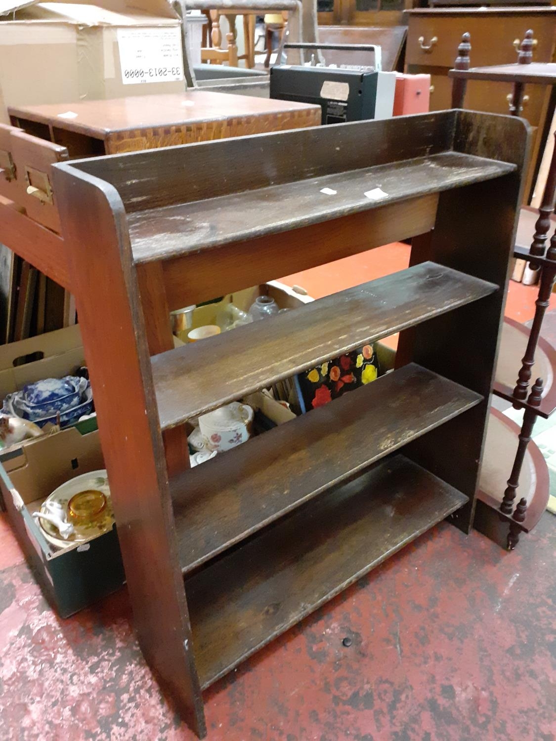 Freestanding Four Shelf Oak Closed Back Bookshelves 3ft tall x 30" wide.