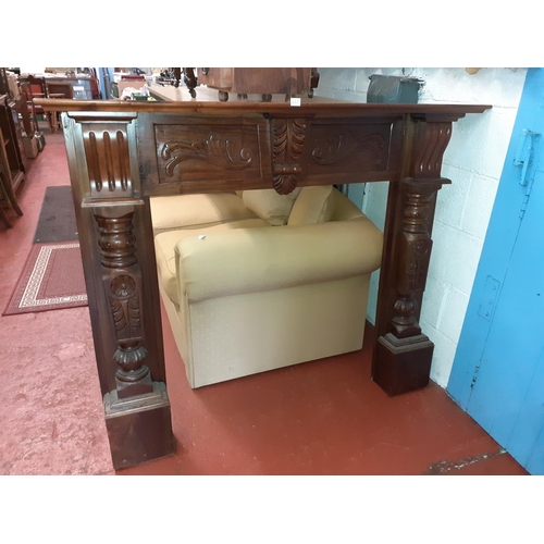 662 - Large Carved Mahogany Fire Surround - 46