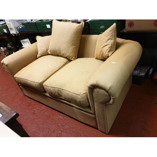 666 - Yellow, Fold Out Action Double Sofa Bed with Matching Cushions.