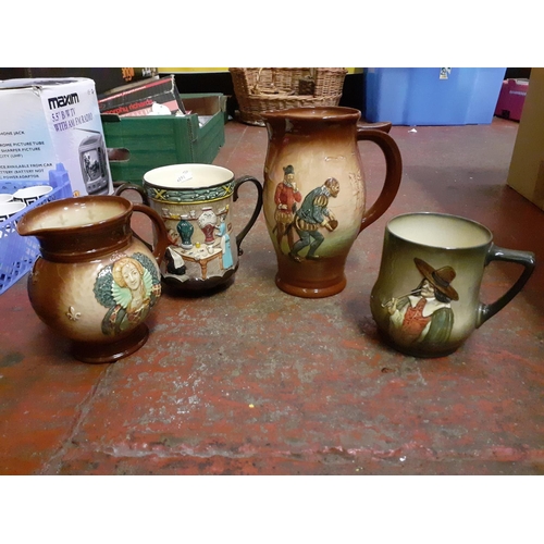 23 - Three Royal Doulton Series Ware Jugs & Double Handled Tankard.