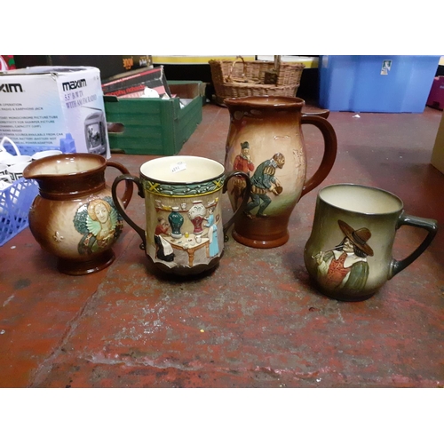 23 - Three Royal Doulton Series Ware Jugs & Double Handled Tankard.