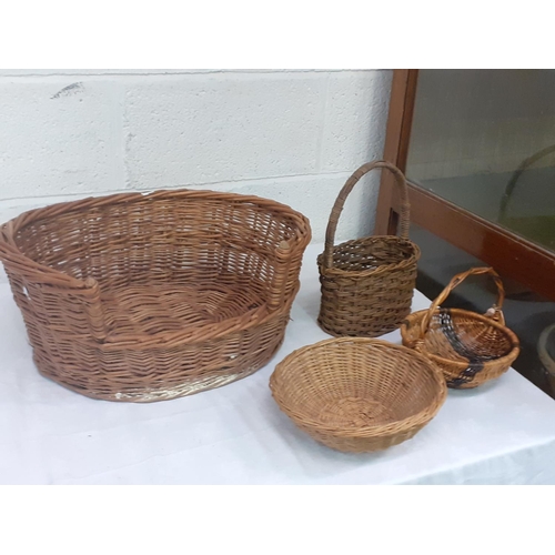 38 - Wicker Woven Dog Basket & Selection of Other Baskets.