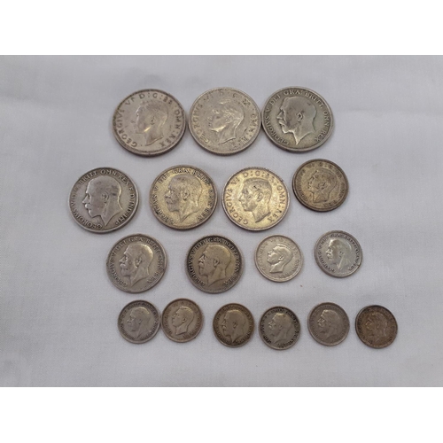 473 - Selection of Silver Coins - 3 Halfcrowns, 3 Florins, 3 Shillings, 2 Sixpences & 5 Threepences - all ... 