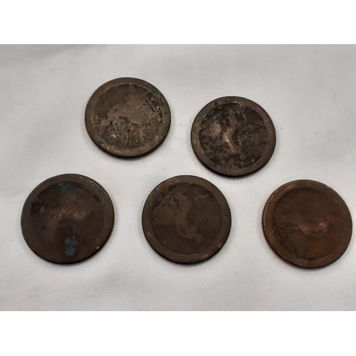 479 - Five George III Penny Cartwheel Coins.