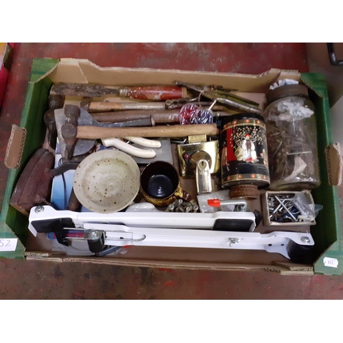 52 - Box of Tools, Hardware, Yale Lock etc.