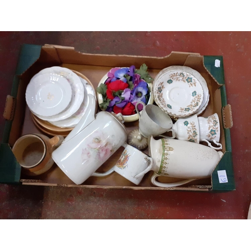 61 - Box of China to Include Jugs, Plates, Cups etc.