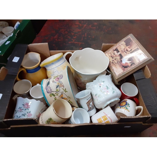 66 - Box to Include Jardinière, Jugs, Mugs etc.