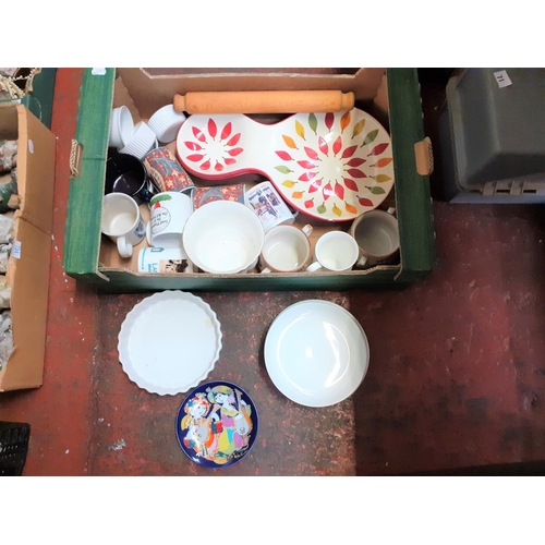 124 - Box to Include Cookware, Ramekin Dishes, Serving Platters, Mugs etc.