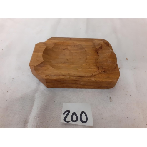 200 - Robert Mouseman Thompson Carved Oak Ashtray.