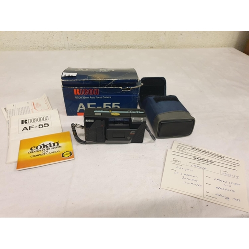 214 - Boxed Ricoh AF-55 35mm Auto Focus Camera in Case.